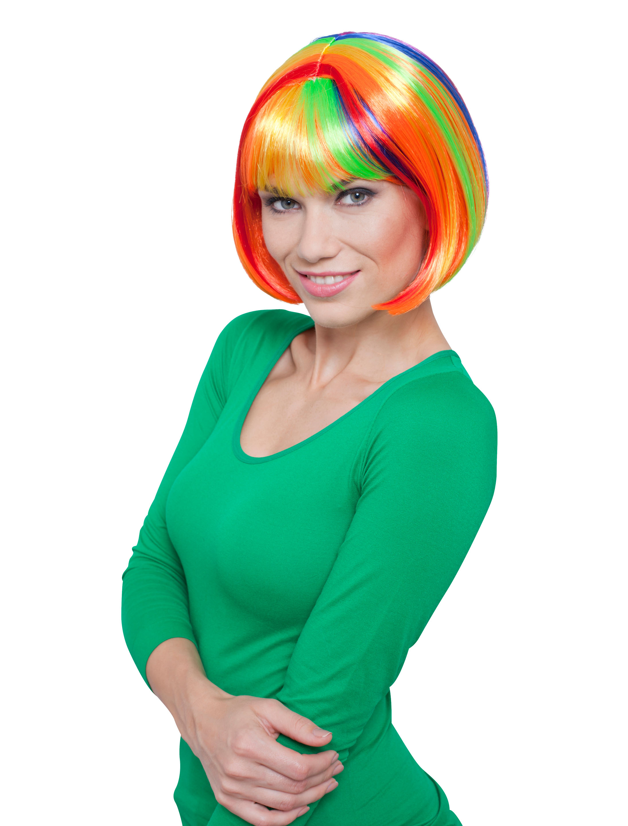 Perücke Bob Regenbogen mehrfarbig