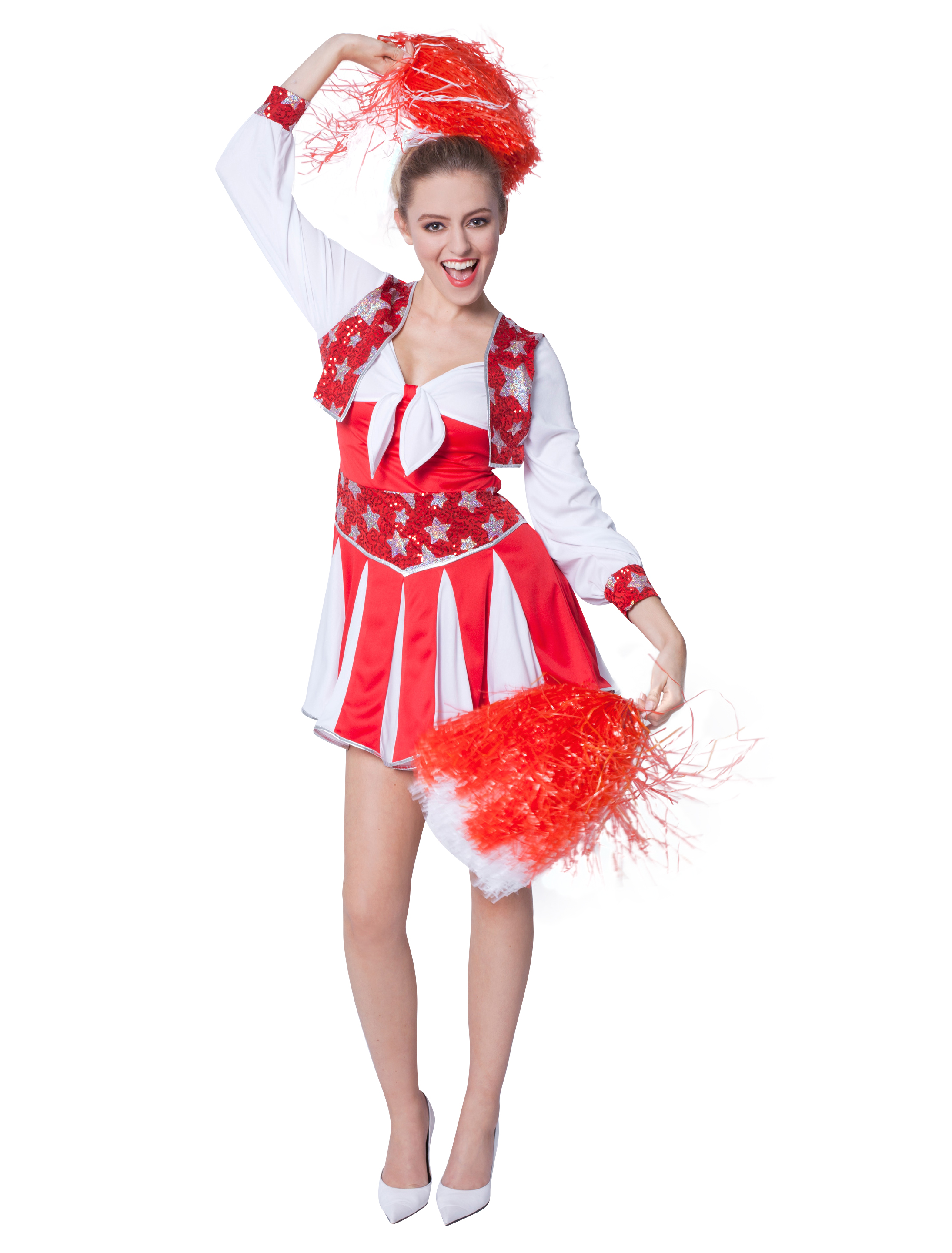Kleid Cheerleader rot/weiß 40