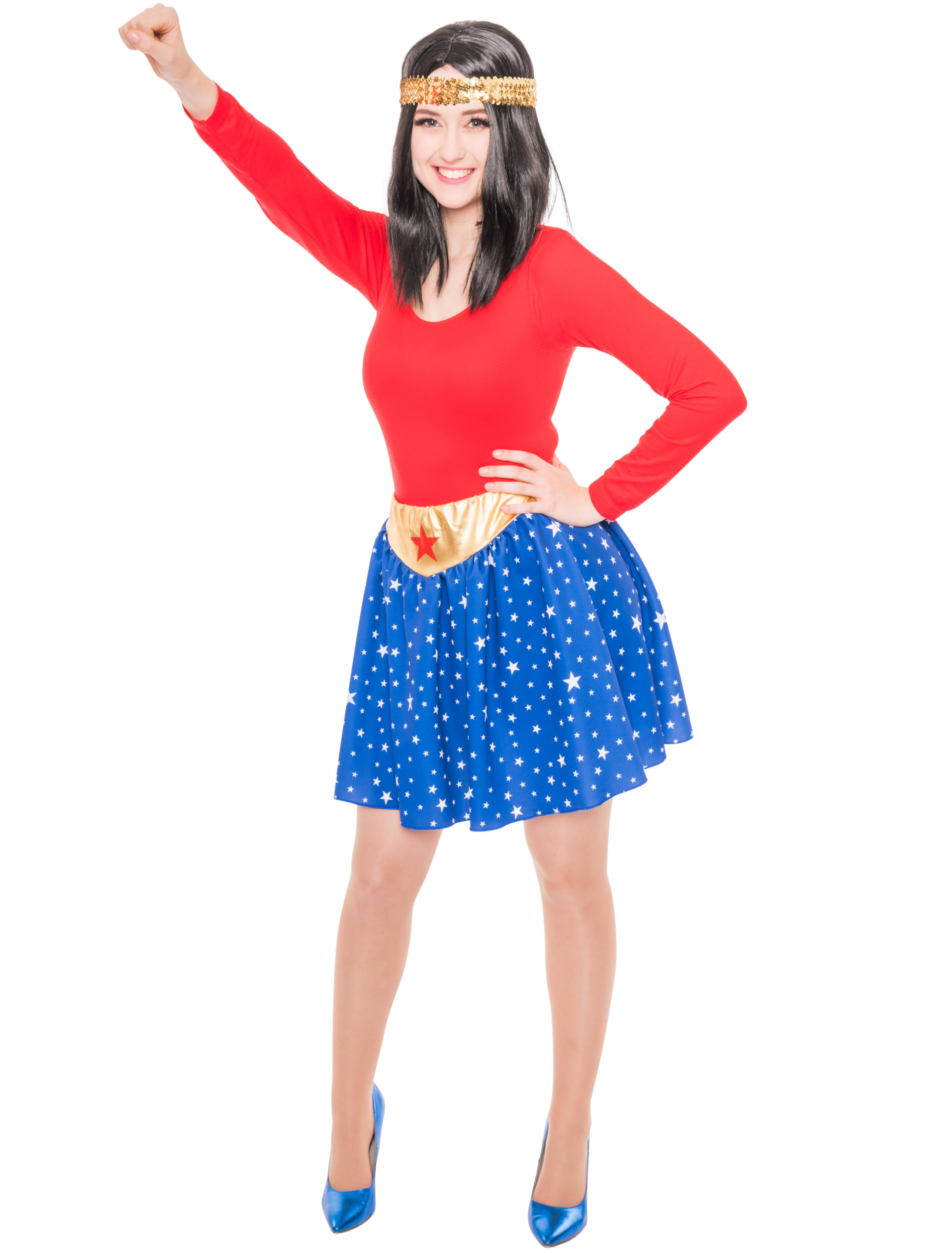 Rock mit Sternen Damen blau/gold L/XL