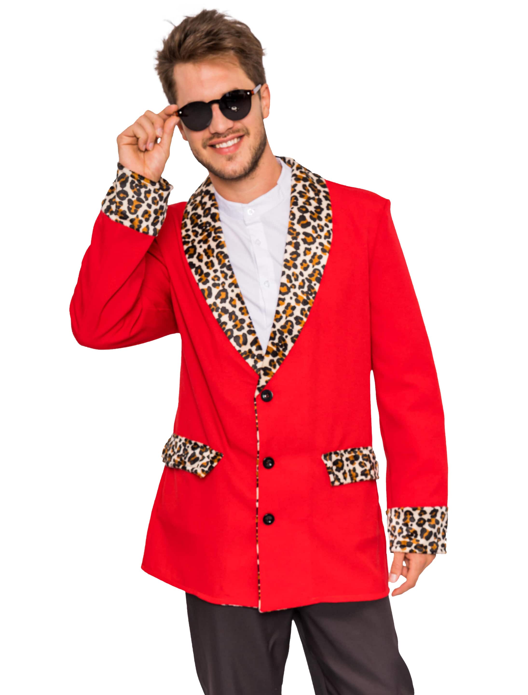 Sakko Herren Leopard rot 2XL