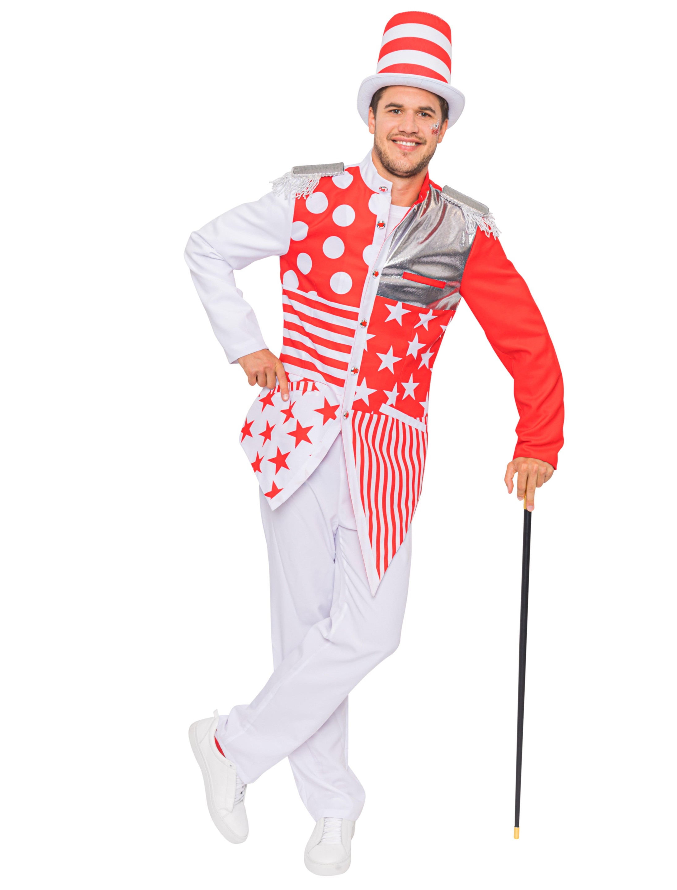 Jacke verrückt Herren Herren rot/weiß S Jacke verrückt Herren Herren rot/weiß S