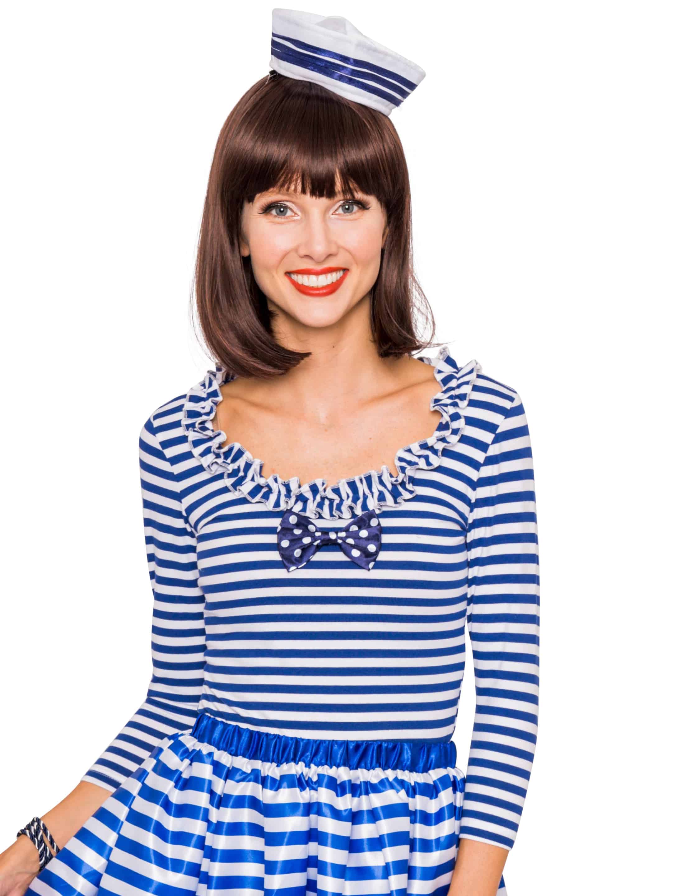 Shirt mit Fliege Damen weiß/blau L Shirt mit Fliege Damen weiß/blau L