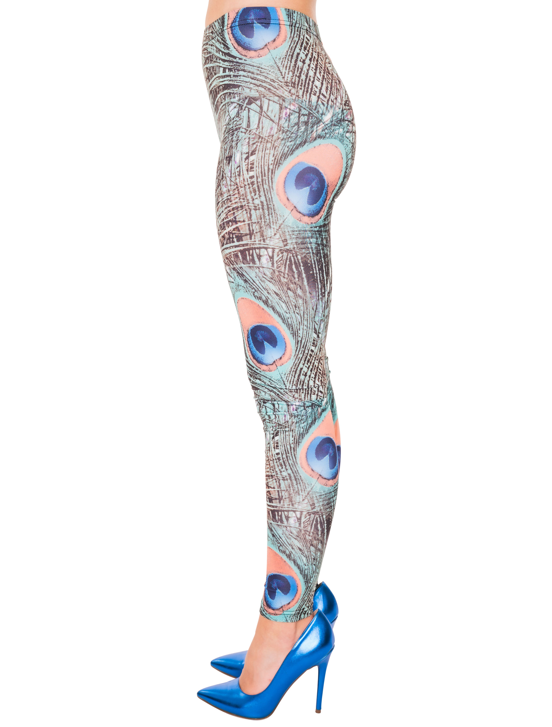 Leggings Pfau türkis/braun L/XL Leggings Pfau türkis/braun L/XL