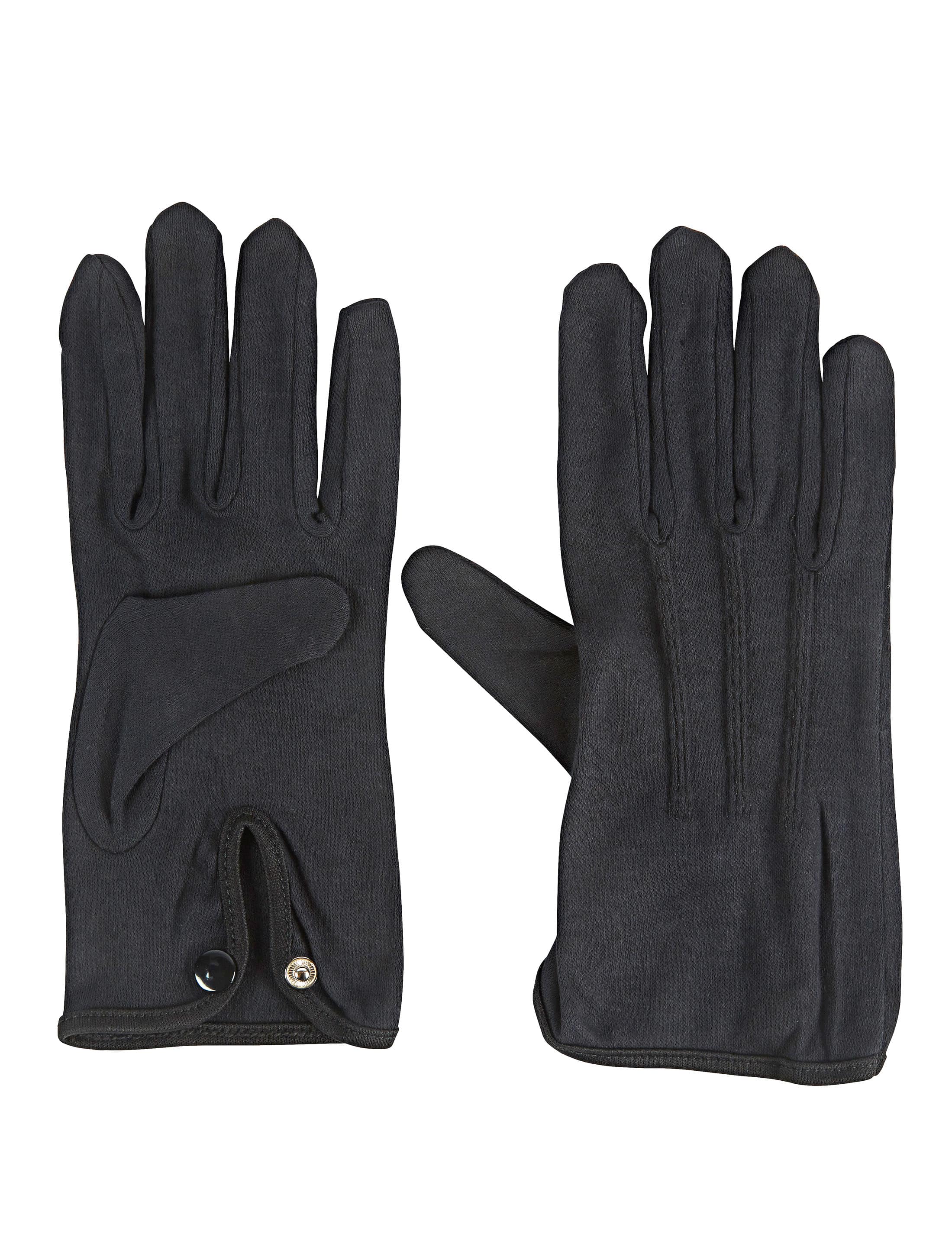 Handschuhe Baumwolle mit Knopf schwarz L