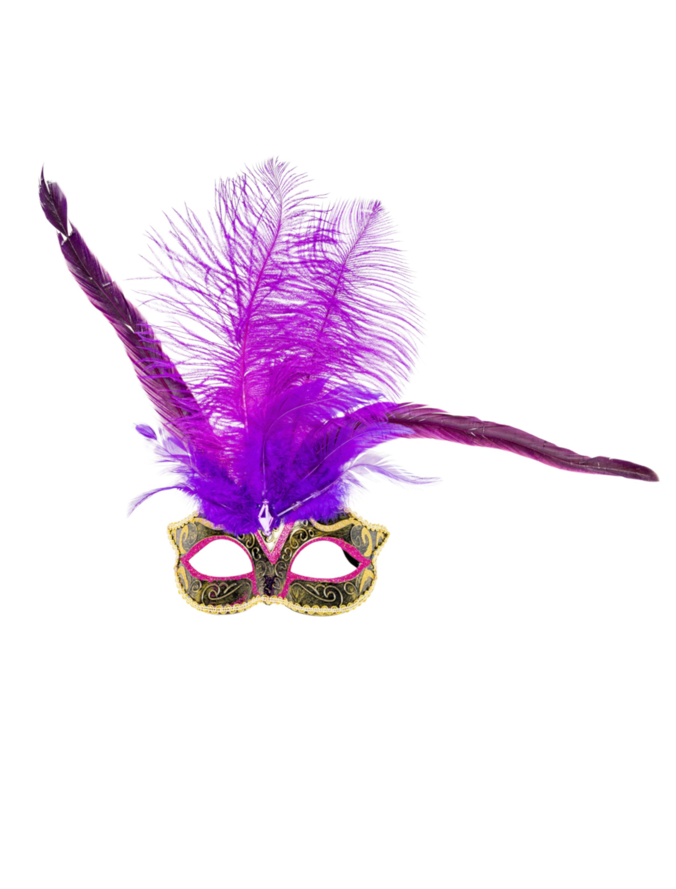 Augenmaske mit Straussenfeder lila