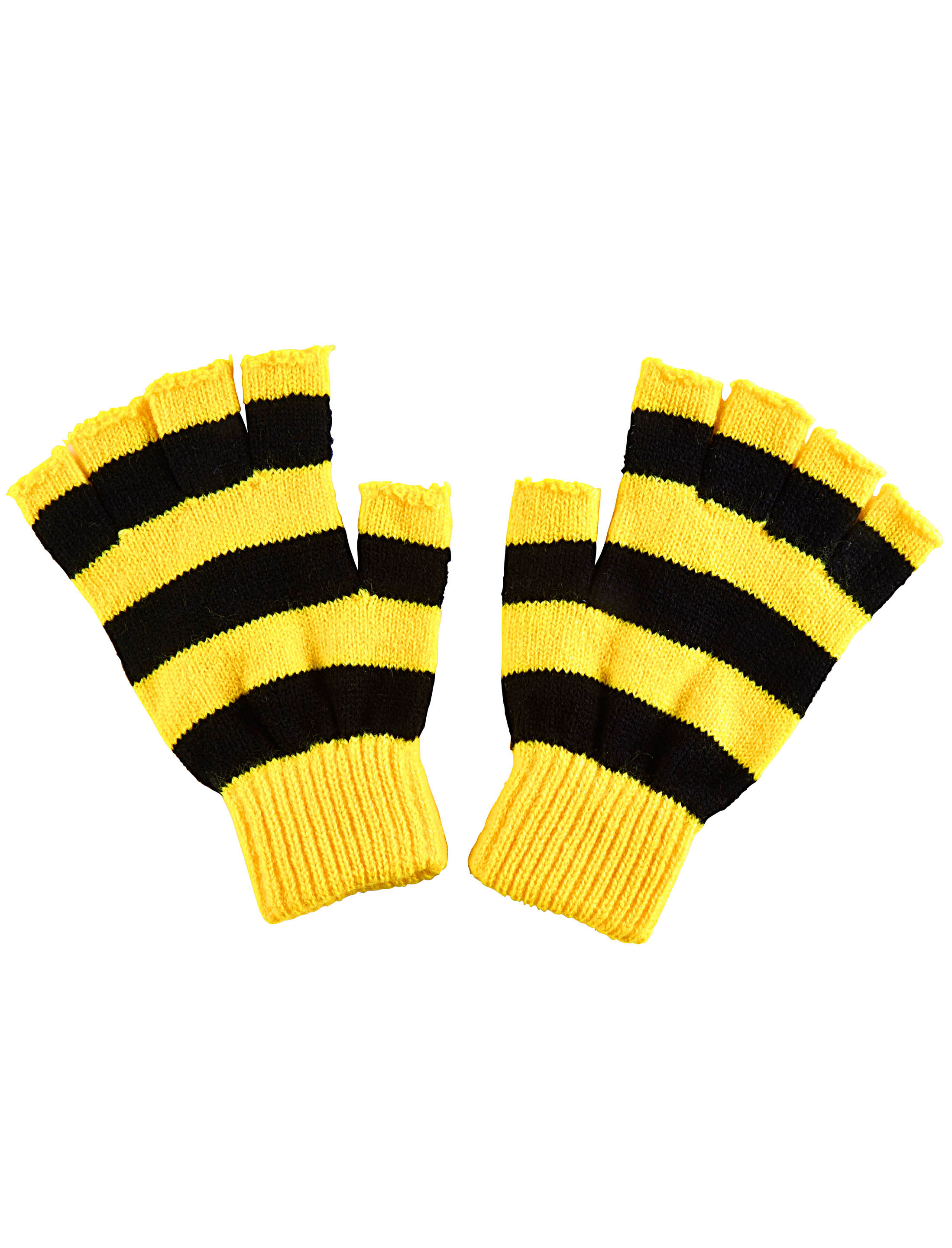 Strickhandschuhe fingerlos schwarz/gelb