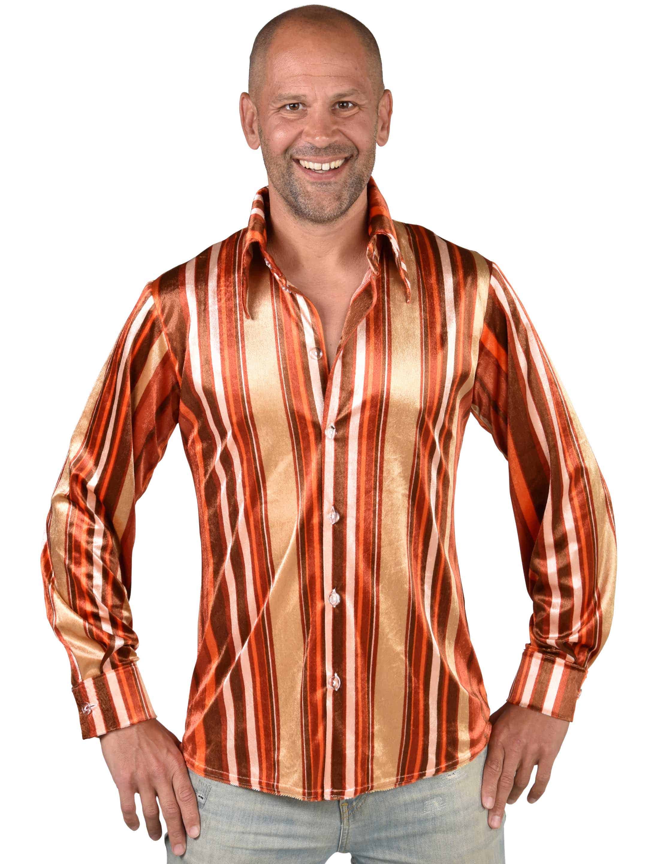 Hemd Herren gestreift braun XL