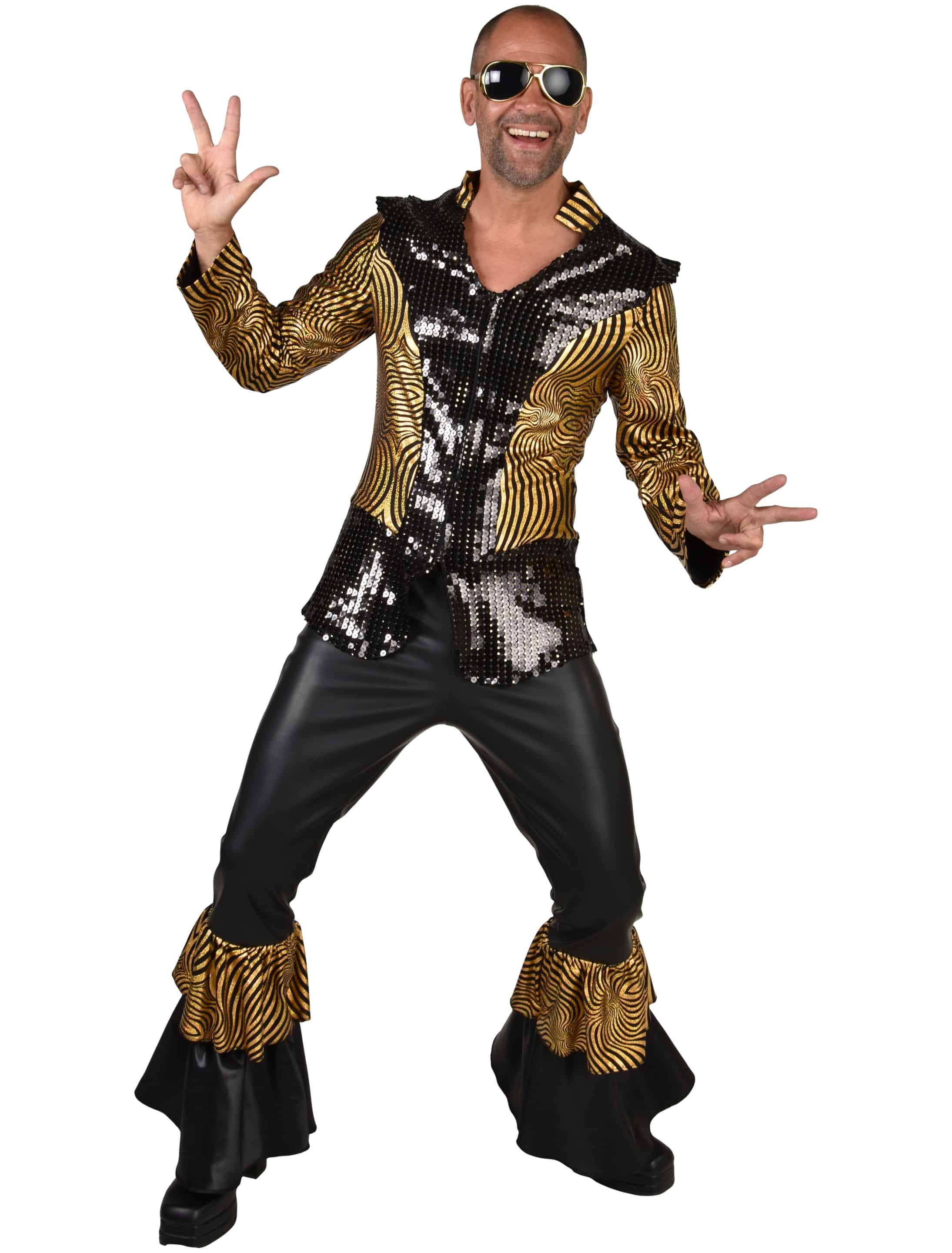 Kostüm Disco King Herren schwarz/gold 2XL Kostüm Disco King Herren schwarz/gold 2XL
