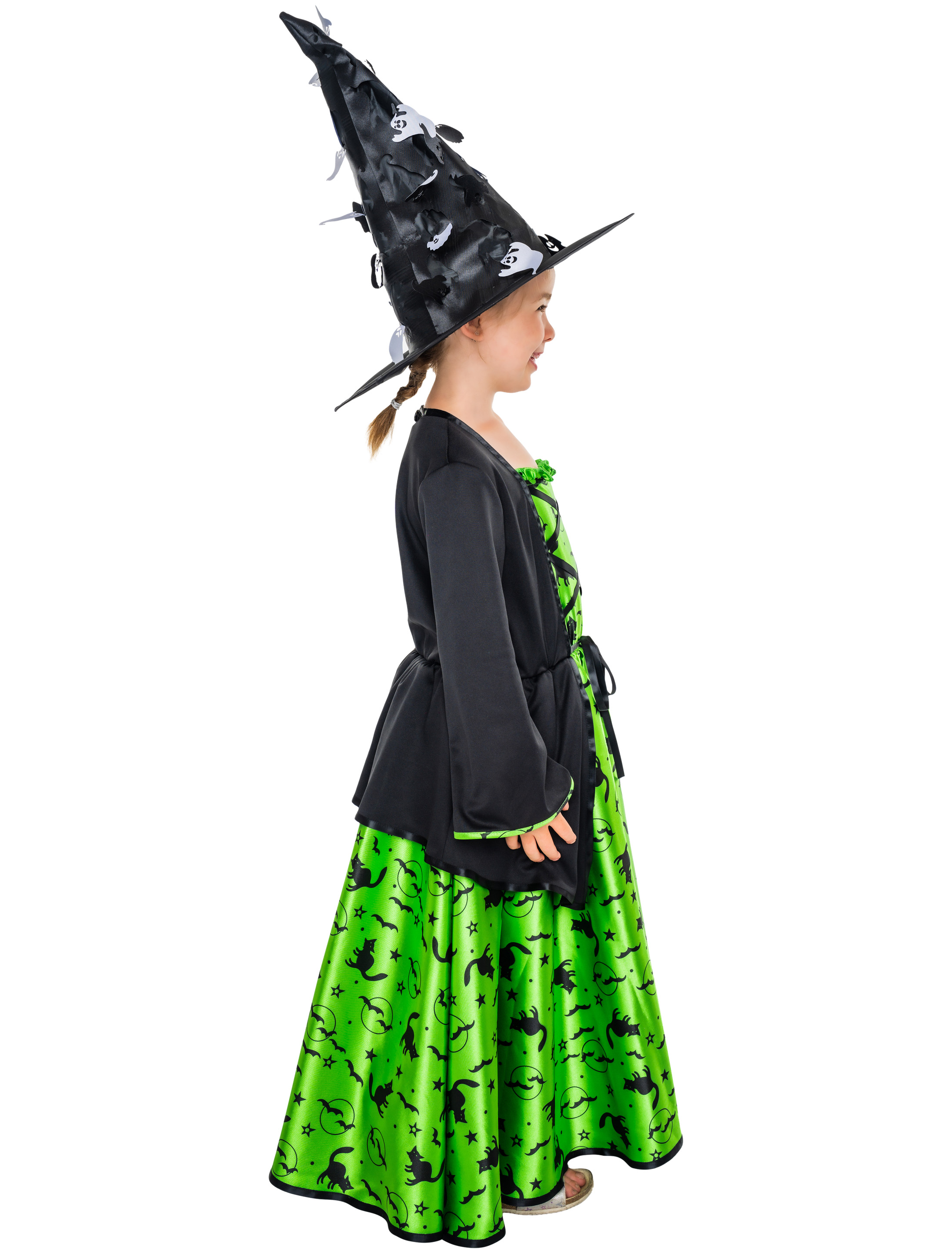 Kleid Hexe Kinder schwarz/grün 140