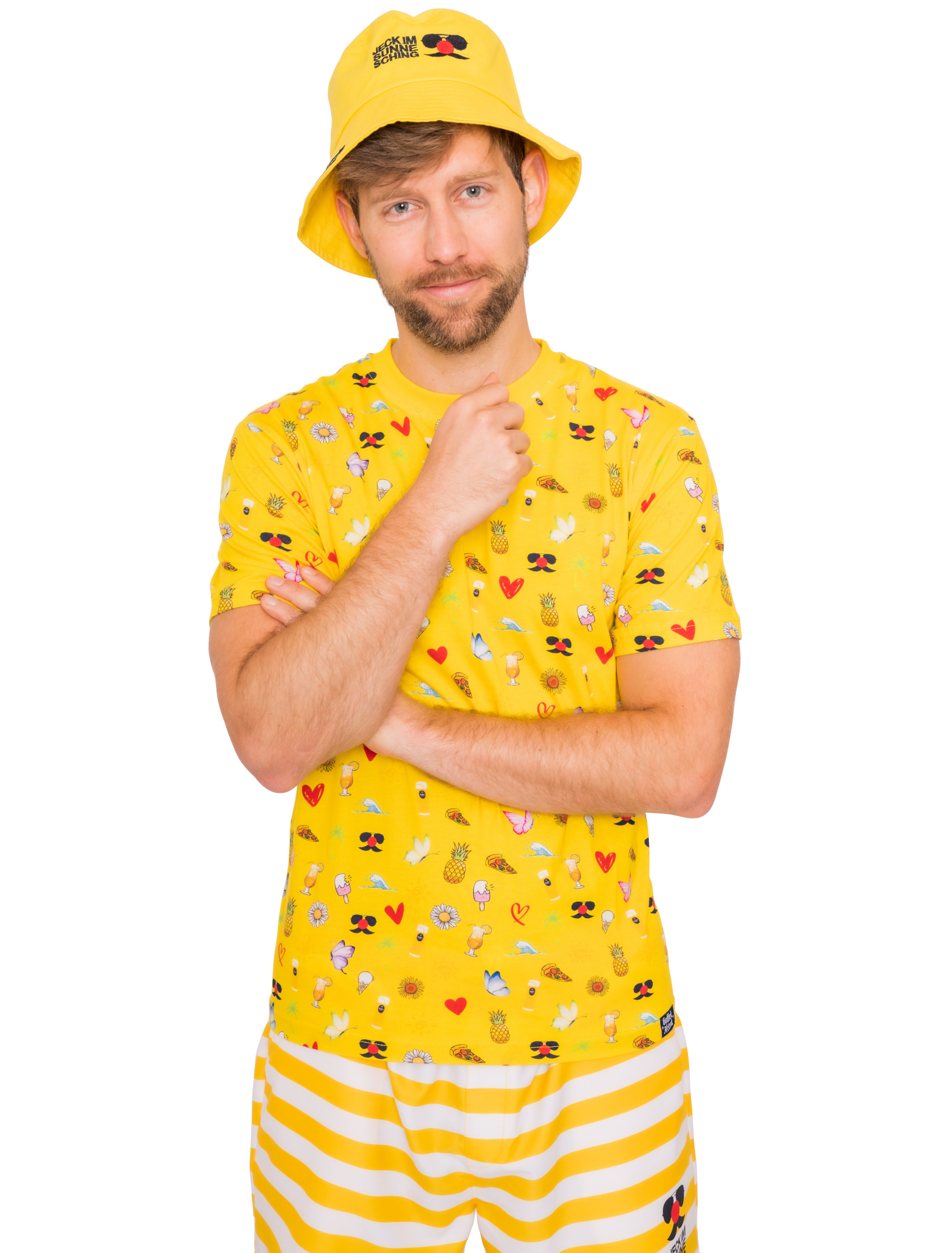 JIS T-Shirt Jeck im Sunnesching mit Logos Herren gelb 2XL