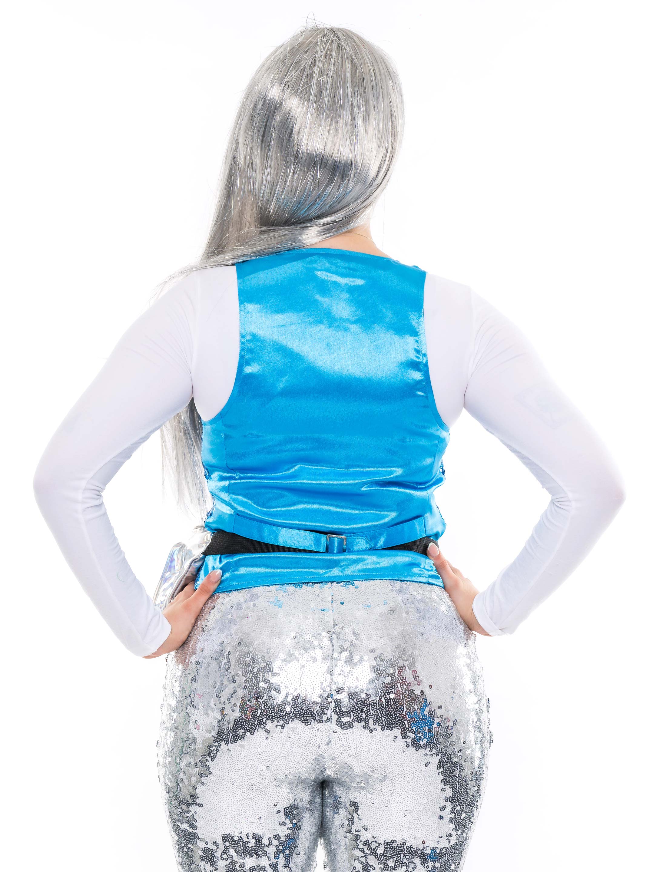 Paillettenweste Damen blau S-M Paillettenweste Damen blau S-M