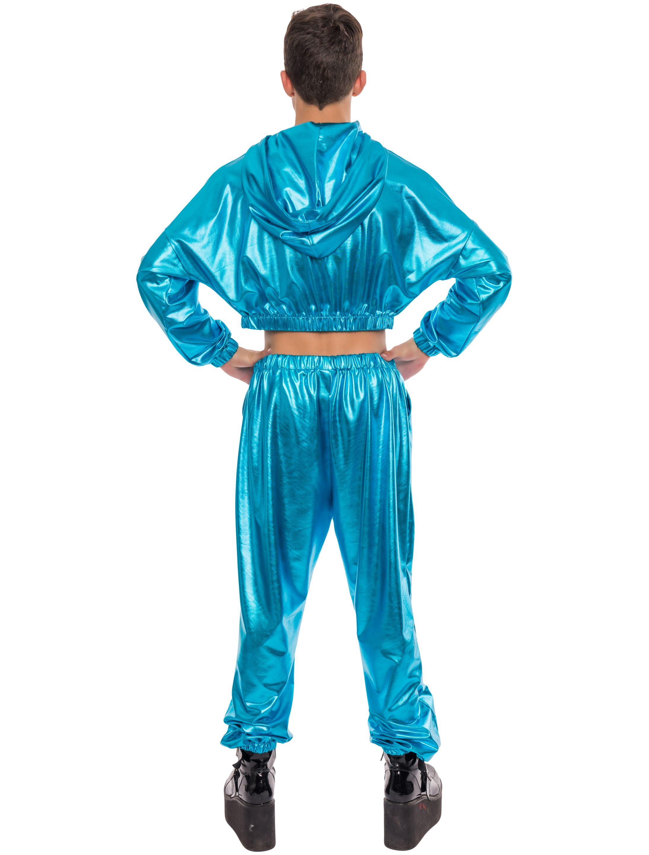 Cropped Hoodie metallic blau L/XL Cropped Hoodie metallic blau L/XL