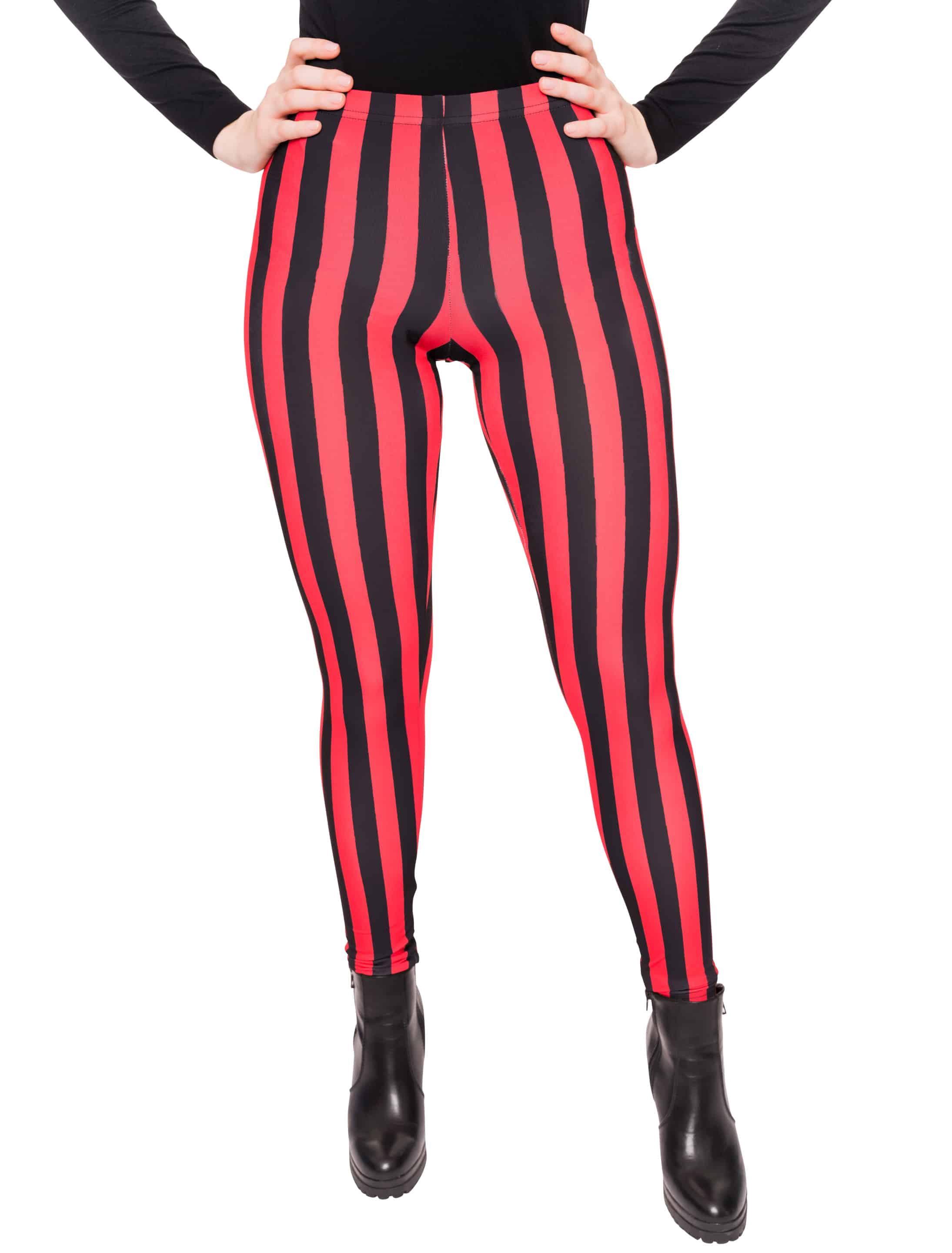 Leggings gestreift schwarz/rot L/XL Leggings gestreift schwarz/rot L/XL