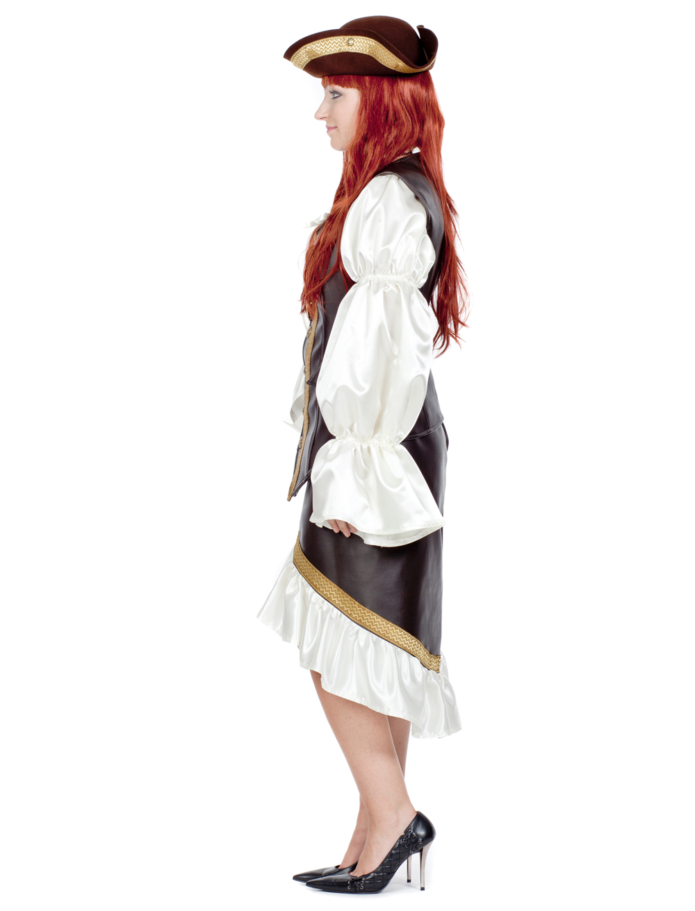 Piratendame 2-tlg. Damen braun/weiß M Piratendame 2-tlg. Damen braun/weiß M