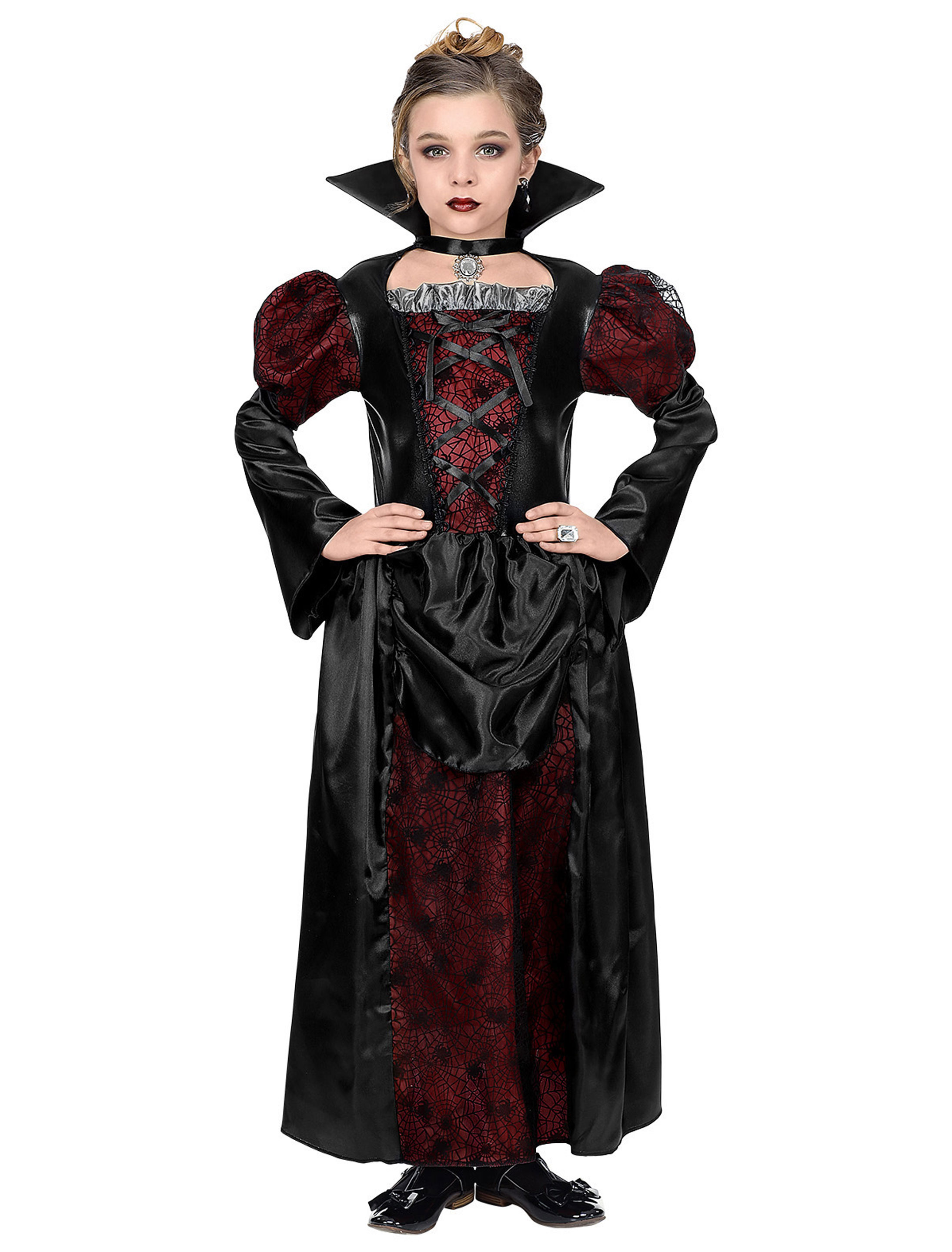 Kleid Vampirin Kinder schwarz/rot 158