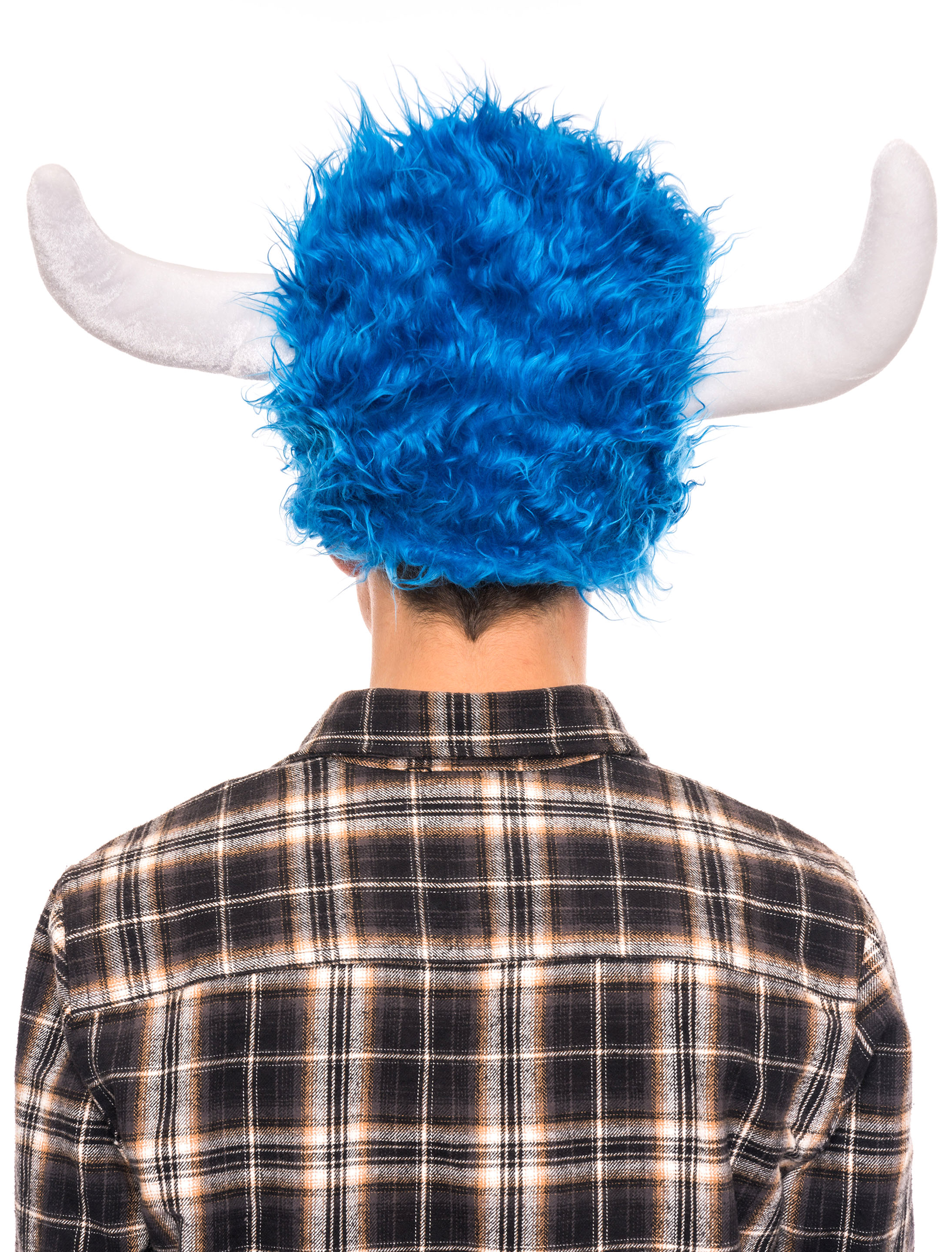 Mütze Plüsch Hörner blau Mütze Plüsch Hörner blau
