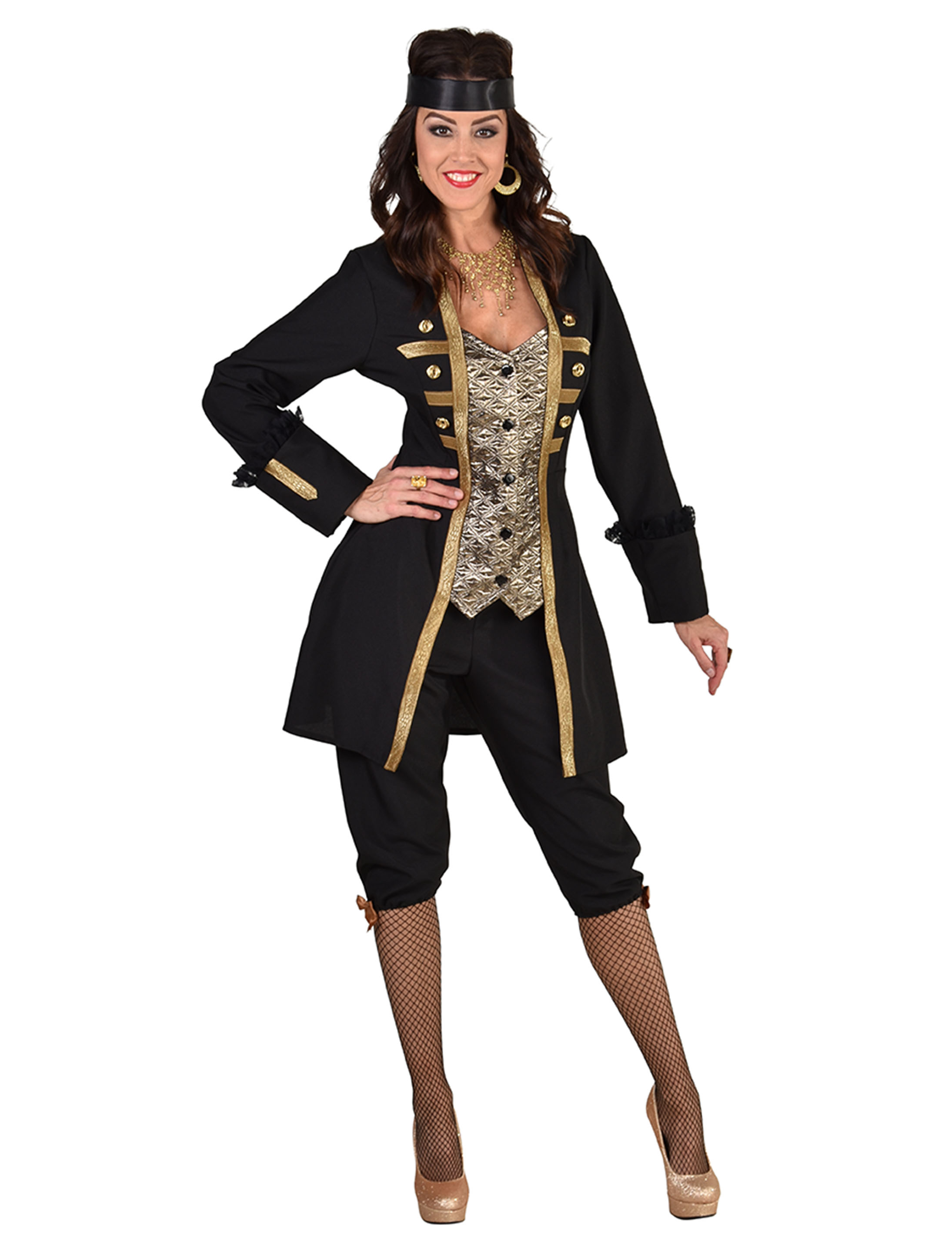 Piratin 2-tlg. Damen schwarz/gold 2XL Piratin 2-tlg. Damen schwarz/gold 2XL