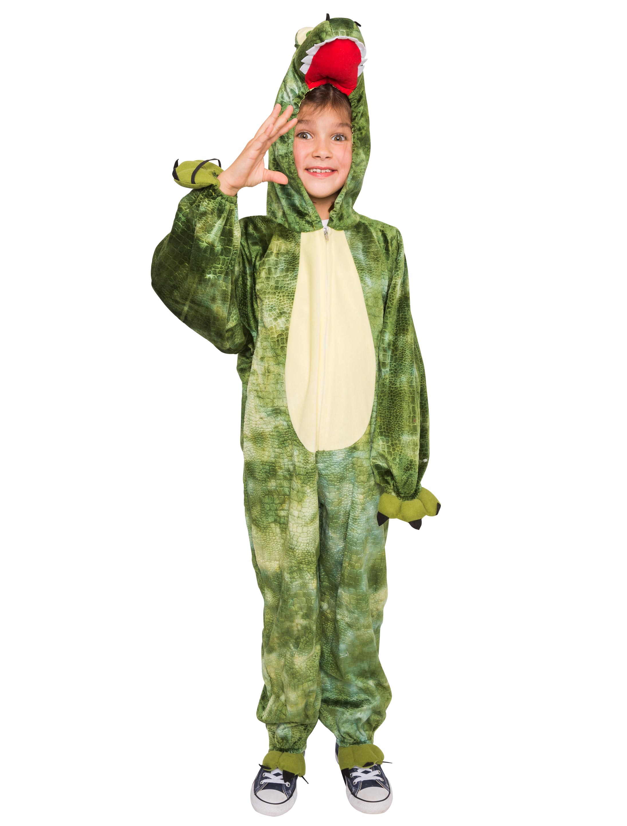 Overall Plüsch Dino Kinder grün 116-128