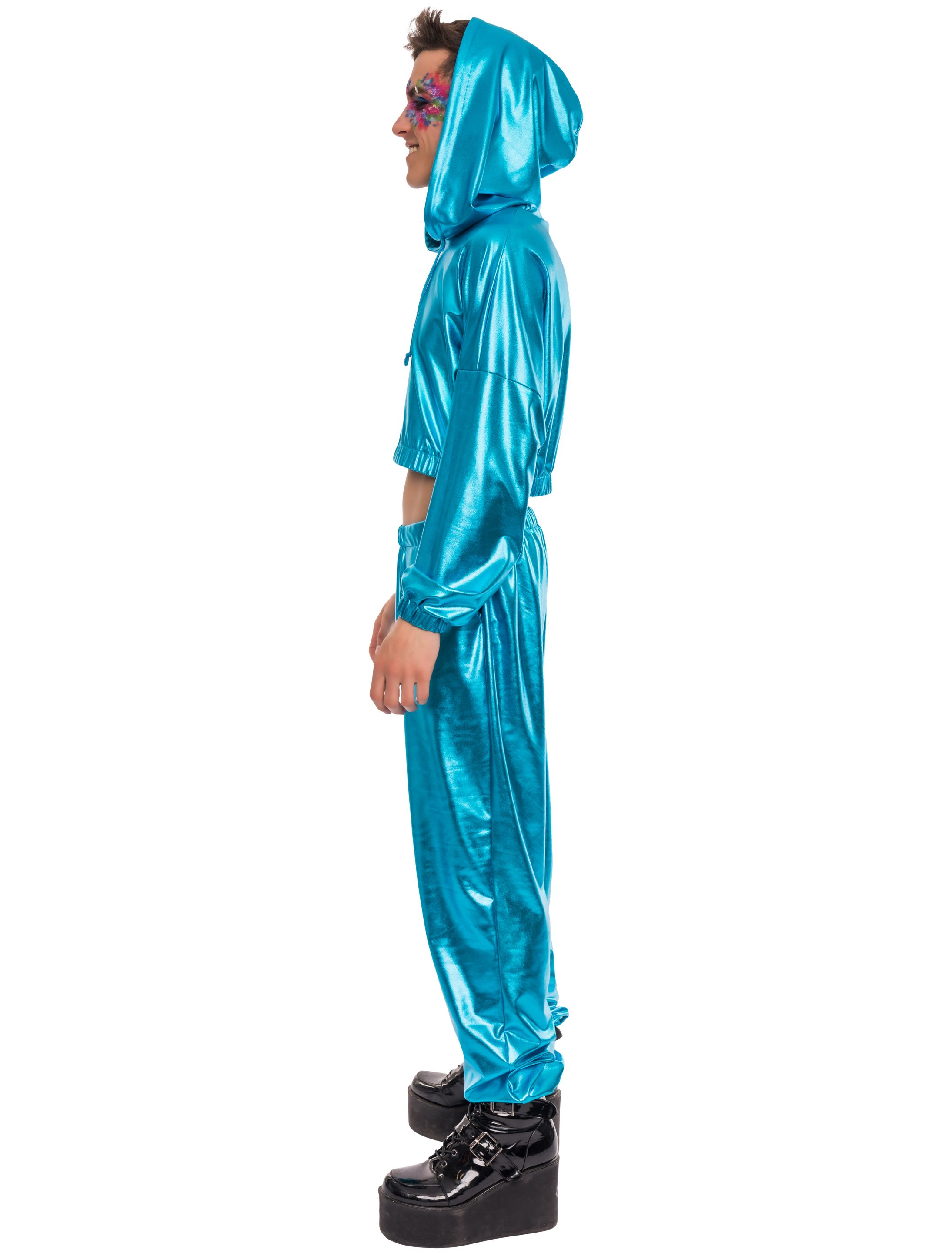 Cropped Hoodie metallic blau L/XL Cropped Hoodie metallic blau L/XL