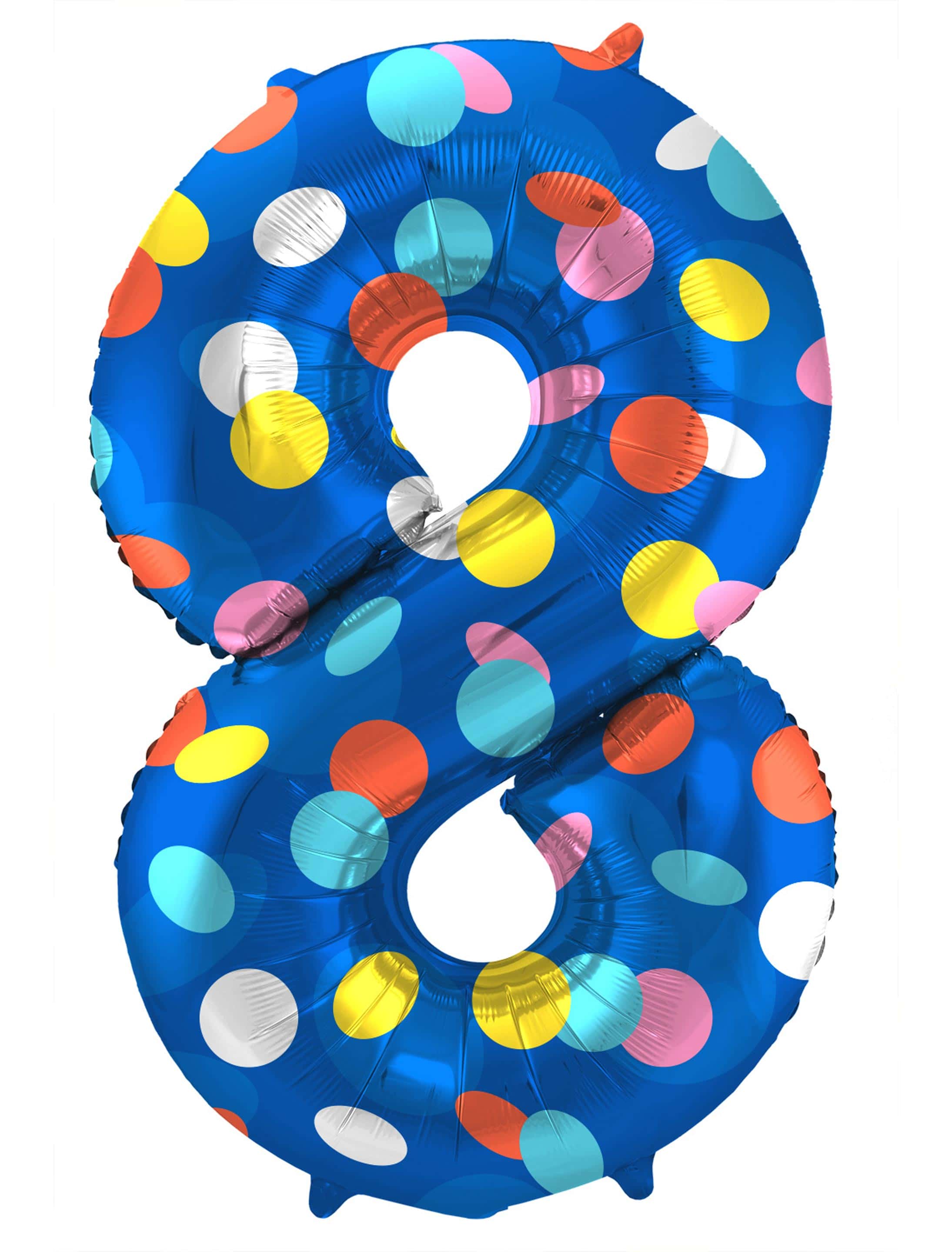 Folienballon stehend Dots Zahl 8 Folienballon stehend Dots Zahl 8